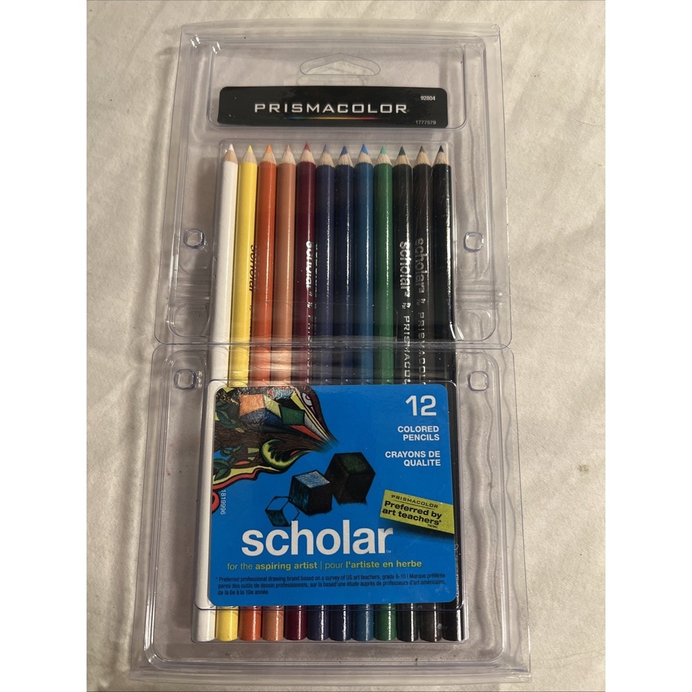 New Prismacolor Scholar 12 Colored Pencils 92804 New And Unopened